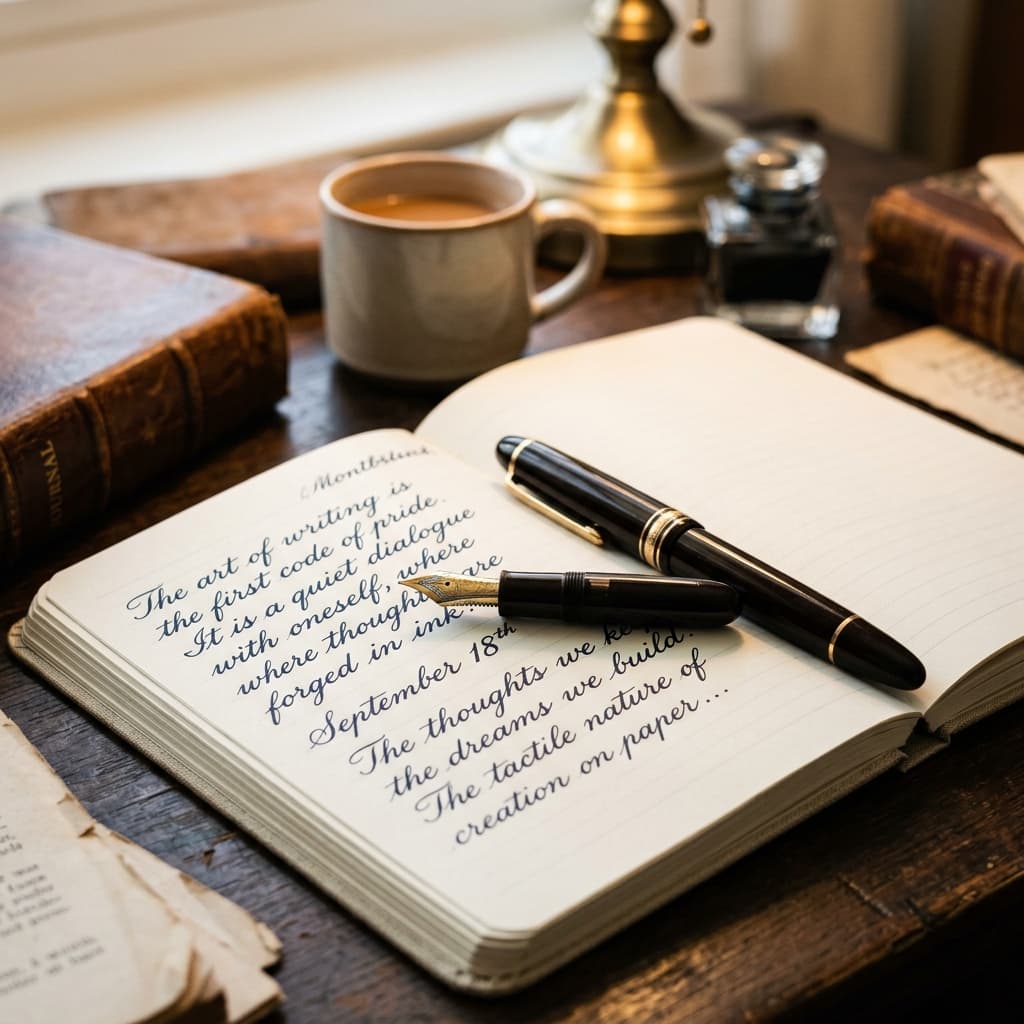 Terms and writing notes arranged on a desk